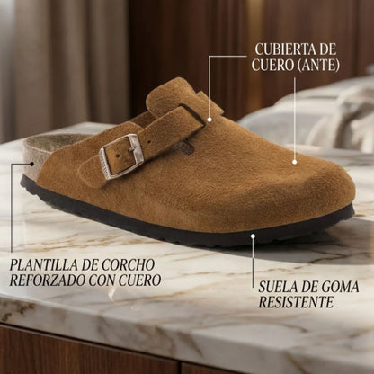 Zueco de piel semiabierto